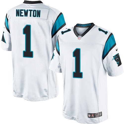 Men's Limited Cam Newton Nike Jersey White Road - #1 NFL Carolina Panthers